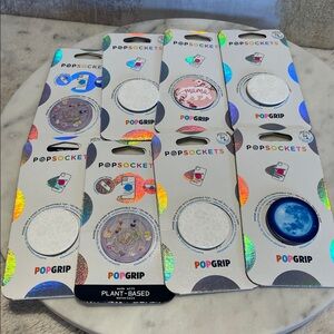 Set of 8 PopSocket PopGrip - Multicolor Swirl and Abstract Designs.